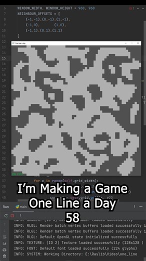Making a Game One Line a Day (day 58) #everyday #coding #gamedev #python #raylib