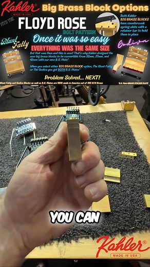 29K views · 421 reactions | I despise big brass blocks—but Gary Kahler challenged me to make one that actually works. I marked where it would bang, he built it, and it's better than I imagined. More travel, more brass, and one size fits all. #GuitarMods #Kahler #FloydRose #GuitarTech #Ibanez #GuitarParts | Kahler Guitar and Bass Bridges | Facebook