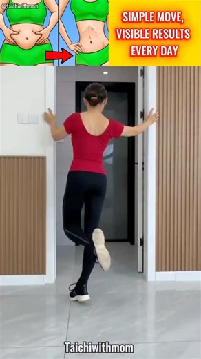 TaiChi With Mom on Instagram: "No matter how much belly fat you have, just hold a door frame and gently twist a little every day. It doesn’t just help support digestion — it also wakes up your core, eases the lower back, and helps your body feel lighter over time. Simple movements done consistently make the biggest difference, especially as we get older. Have you tried this kind of twist before? How did it feel for you? Comment below 👇 #BellyFat #DigestiveHealth #SpinalTwist #MobilityOver40 #Ge