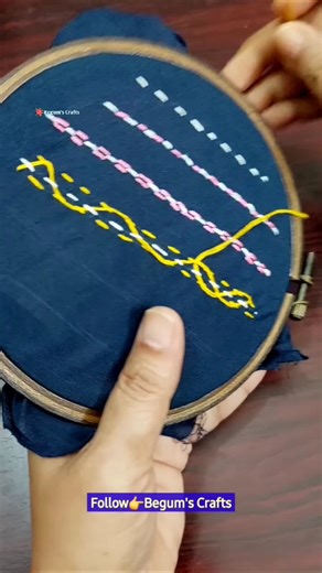 Easy and simple running stitch design 🍀#shorts #art #embroidery