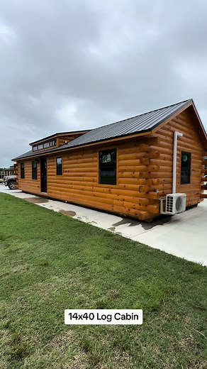 14x40 Log Cabin 2 Bed 1 Bath!! #tinyhome #tinyhouse #logcabin #loghome #fypシ #foryou #farmhouse #dreamhome #tinyhometour #cabinlife #loft #homes