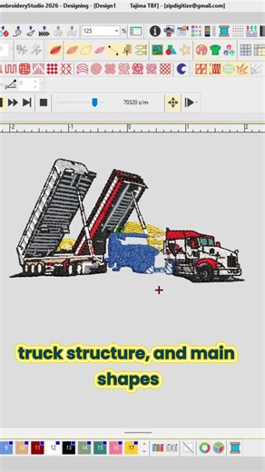 GZA Trucking Logo Embroidery Digitizing in Wilcom | Logo to Embroidery #embroiderydigitizing