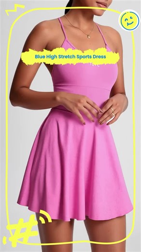 Women's Solid Blue High Stretch Sports Dress, Built-In Pocket, Yoga Workout, Casual Active, Spring Summer Fall Winter, Breathable #womensactivewear #workoutfits #summeractivewear #highwaisttummycontrolpantiesforwomen #fashionablewomensclothing #highwaistedtummycontrolshapewear #sportybodysuit #tummycontrolleggingd #activewearobsessed #athleticskirt