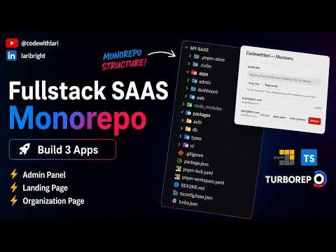 Build 3 Apps in One Monorepo (Fullstack SaaS with Next.js 16 & Turborepo)