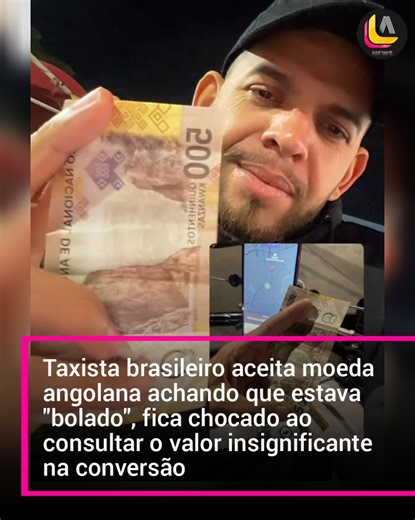 Taxista brasileiro aceita moeda angolana achando que estava "bolado", fica chocado ao consultar o valor insignificante na conversão No Brasil 500 reais, são 86 mil kwanzas no câmbio actual, um fator que pode ter motivado o jovem taxista acreditar que o valor, seria próximo na conversão. O que acharam?! 🎥 Yago Dantas | Angola News