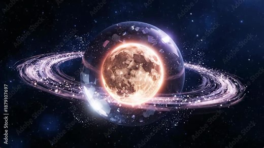 Planetary System Formation - Cosmic Nebula with Orbiting Planet - 4K Animation