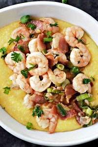 Shrimp and Polenta with Bacon for Two (30 minutes) • Zona Cooks