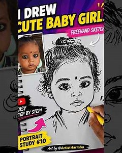 FreeHand Portrait Sketch ✍️🎨 | How To Draw a Beautiful Portrait | Artist Harrsha #Shorts