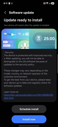 Samsung galaxy A26 new update 5 April
