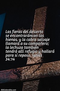 Explicación Isaías 34:14. 'Las fieras del desierto se encontraráncon las hienas, y la cabra salvaje llamará a su compañero; la lechuza también tendrá allí refugio y hallará para sí reposo.' - BibliaBendita