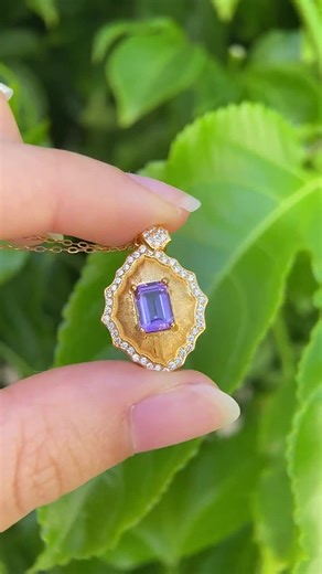 Natural Amethyst Pendant Necklace | Sterling Sliver Gold Plated | Vintage Style Art Deco Dainty Sparkle Jewelry | February Birthstone Gift