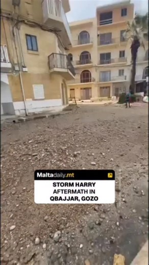 A video shows the aftermath of Storm Harry in Qbajjar, Gozo. On Tuesday, 20th of January 2026, a cyclonic system entered the Mediterranean and ripped through the Maltese islands, including Gozo. The video shows the streets covered in rocks and debris which flew onto the road from the bay nearby. Some of the railings dividing the street and the beach also broke with the strong waves, causing water to crash upwards and Aldo get onto the road. This was but one of the many damages done by Storm Harr