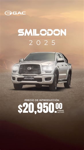 El poder del campo ahora tiene nombre: GAC Smilodon 2025 Diseñada para quienes necesitan más que un pickup, esta bestia con motor turbo diésel llega lista para el trabajo duro, la aventura y todo lo que te propongas. ✔️ Resistencia incomparable ✔️ Potencia para cualquier terreno ✔️ Confiabilidad GAC Motor Y lo mejor: precio de introducción $20,950 ITBMS incluido. Un pickup pensado para ti, que trabajas, construyes y conquistas el camino. Descubre el nuevo Smilodon 2025 en Panamá y súbete al nive
