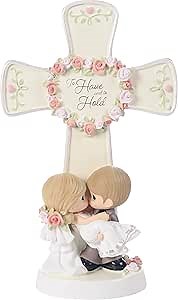Precious Moments Wedding Cross | Bride & Groom | Religious Gift | 6.75in Resin Cross