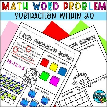 Winter Math Stations Word Problems Subtraction Within 20 Worksheets January