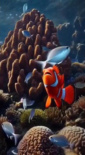 Clownfish Exploring a Colorful Coral Reef | Amazing Ocean Life