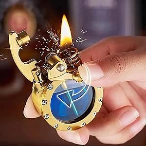 Vintage Trench Lighter - Transparent Kerosene Lighters, Creativity & Personality Steampunk Cool Lighter, Durable Antique Unique Lighters for Men (Gold)