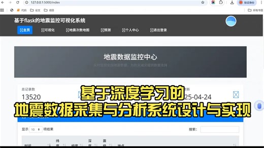 基于深度学习的地震数据采集与分析系统设计与实现 指导搭建视频（Python Flask   数据爬取   机器学习预测   可视化分析 ）