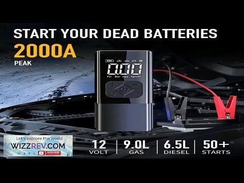 2000A 12V Car Jump Starter with Air Compressor Portable Battery Booster