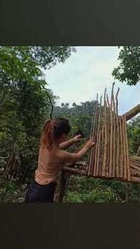 triangle tree shelter survival in the jungle ...#TreeHouseSurvival#JungleSurvival#PrimitiveSkills