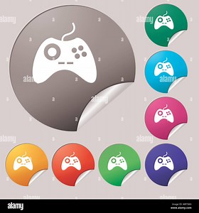 Joystick sign icon. Video game symbol. Set of eight multi colored round buttons, stickers. Vector Stock Vector Image & Art - Alamy