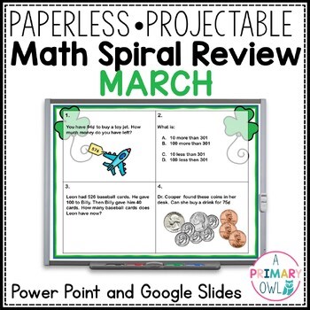 March Editable Spiral Math Review 2nd Grade Morning Work Google Slides & PPT
