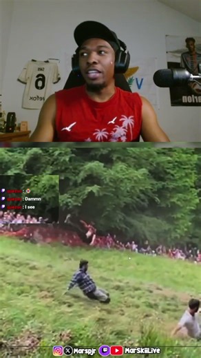 Streamer reacts to the most brutal cheese rolling fails #reaction #extreme