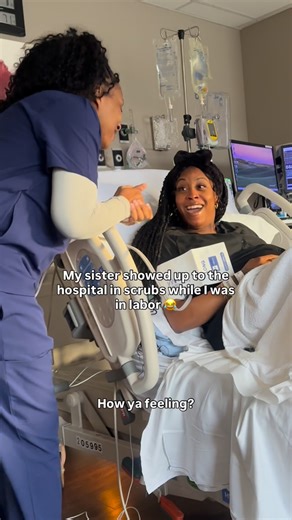 𝙱𝚛𝚒𝚖𝚊 🍒 on Instagram: "That’s not a nurse that’s my goofy ass sister 😂 The whisper, the light jog, the hand sanitizer 😩 I was truly flabbergasted. I can’t believe she was playing in these people’s hospital like this 😂 #laboranddelivery #39weekspregnant #firsttimemom #2025baby #doula"