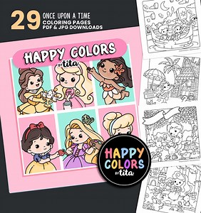 Princess Coloring Book, Coloring Pages With Cute Princesses, Relaxing Pages for All, Fairy Tale Coloring Book - Etsy