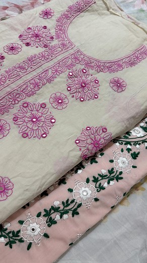 Hand embroidered shirts with plain trousers Fabric cotton lawn Dm for order | Hand Embroidery