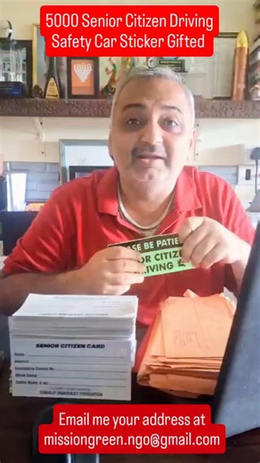 Subhajit Mukherjee Foundation on Instagram: "5000 Senior Citizen Driving Safety Car Sticker Gifted Please Drop me an email at missiongreen.ngo@gmail.com with your complete address and mobile number if you need the stickers."