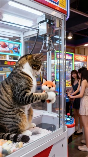 Cat Wins the Claw Machine… By Becoming the Prize! 🐱