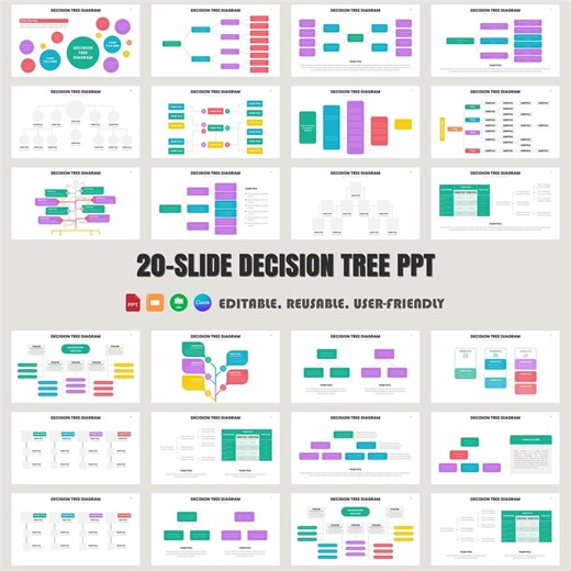 20-slide Decision Tree Infographics PPT Template | Unique Diagram, Tree-based Infographics, Business Visuals - Etsy