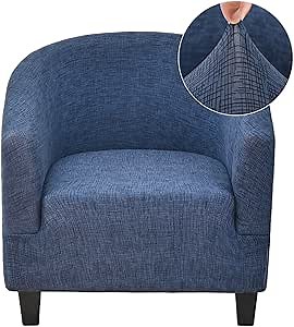 CRFATOP Soft Club Chair Slipcover Stretch Barrel Chair Covers Printed Tub Chair Slipcovers Round Couch Covers Spandex Armchair Sofa Cover Removable Furniture Protector for Living Room,02