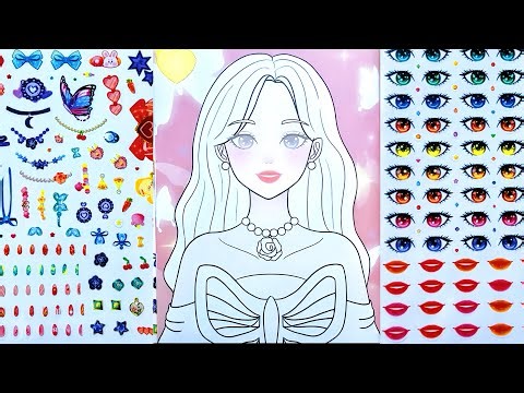 ✨Sticker play✨P.5 Cute Girl Makeover & Coloring Fun| Blue Hair| Relaxing