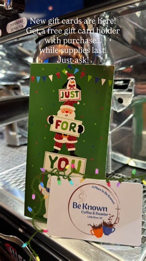 🎄✨ Gift Cards Are Here! ☕️🎁 Give the gift of cozy this Christmas with a Be Known Coffee gift card — the perfect stocking stuffer and an easy win for everyone on your list! Great for: • Teachers • Co-workers & bosses • Busy parents • College students • Hard-to-shop-for family • That one friend who’s ALWAYS at the coffee shop 😉 Stop by and grab yours today! Let’s spread some coffee love this season. ❤️☕️🎄 #littleriversc #coffeeshop #veteranowned #coffeeroasters #shoplocal #giftcards #bestchris