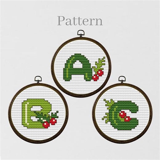 Christmas Alphabet Cross Stitch Pattern for Initial Ornament With Monogram Letters - Etsy