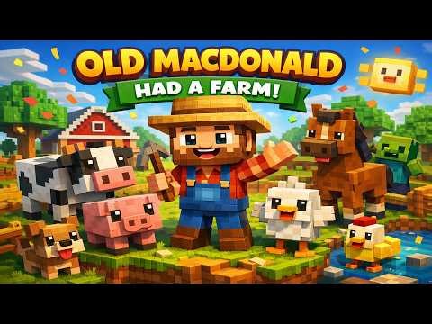 Minecraft Old MacDonald Had a Farm 🐷🐄 | Animal Sounds Song | Nursery Rhymes for Kids