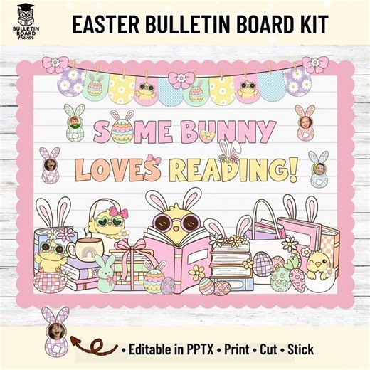 Easter Peeps Library Bulletin Board: Reading Decor Kit