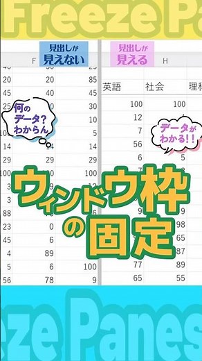 【ウィンドウ枠の固定】Excelの見出しが見えないを解決