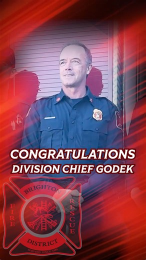 Congratulations to Division Chief of Prevention Todd Godek. We held a field promotion ceremony honoring Captain Todd Godek on his promotion to Division Chief of Prevention. Chief Godek was one of Brighton Fire’s first career hires, helping shape the District in its early years and continuing to serve our community with dedication and professionalism. Please join us in congratulating Division Chief Godek on this well-earned promotion and his continued commitment to fire prevention and public safe