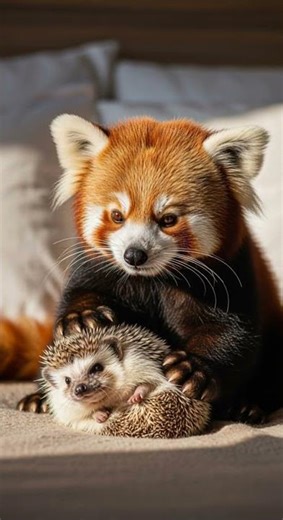 Fluffy Red Panda Plays with a Hedgehog Best Cute Animal Moments #Wildlife #CuteAnimals #Nature