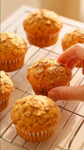 Soft carrot oat breakfast muffins made with simple, real ingredients.