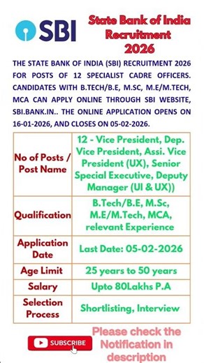 SBI Specialist Officer Recruitment 2026 #jobsrv #bank #govtjobs #job #news #bankjobs2026