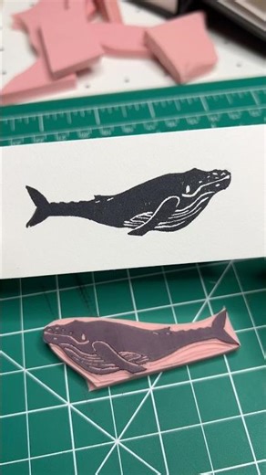 When the linocut scrap is perfectly whale shaped #arttutorial #asmr #printmaking