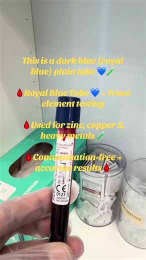 🩸Dark blue tube 💙 = Trace element testing🩸 🩸Used for zinc, copper & heavy metals 🧪🩸 🩸Contamination-free = accurate results🩸