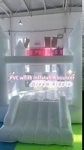Inflatable Bounce House, Jumping Castle with Slide 8ftx8ft Bouncy Area for Kids, Gray UL Air Blower,Family Backyard Bouncy Castle Idea for Kids