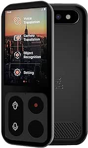 JoneR Voice Language Translator Device, 2-Year Unlimited Global Data, Support Photo Translation, 3.1-inch Touch Screen, 55 Languages +75 Accents Instant Two-Way Portable Translator, Fly, Black