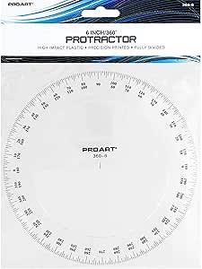 PRO ART 6-Inch Protractor, 360-Degree