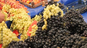 A Wonderful Variety of Fresh Grapes on Display at the Local Farmers Market Today